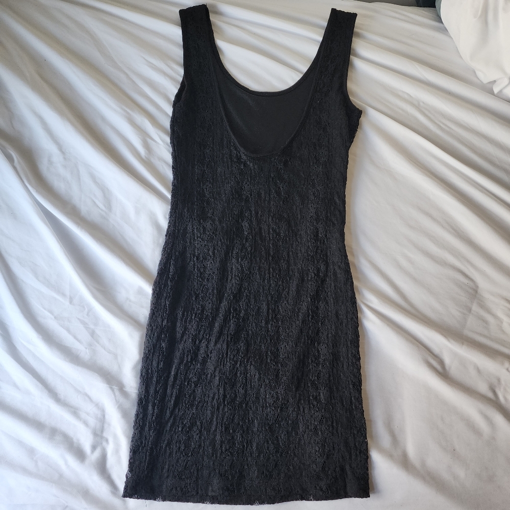 Poetry Black Lace Sleeveless Low Back Bodycon Mini Dress Women’s Size XS